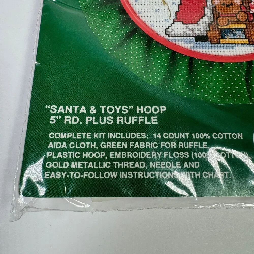 Bucilla Counted Cross Stitch Candy Cane Hoop Kit Santa & Toys Christmas LOT of 2